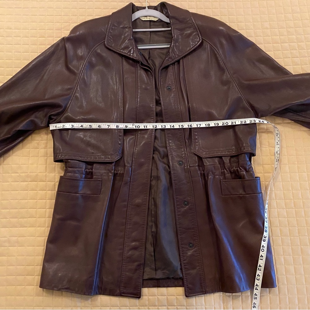 Sibylle Lyn Chocolate Leather Jacket/Pant Coat, Size 8
